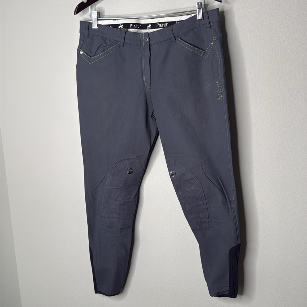 Pikeur Paulina Knee Patch Breeches in Charcoal Gray Women's Size 34 Long